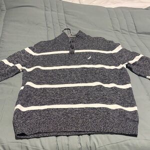 Nautica Men's Turtleneck Sweater - Black and White Stripes